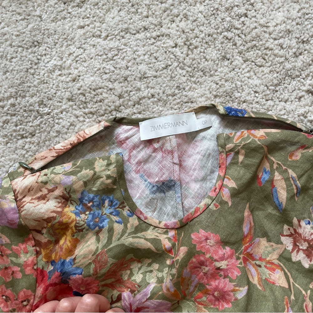 Zimmermann Green Floral Print
Linen August Bias Mini Dress size OP - Picture 6 of 10